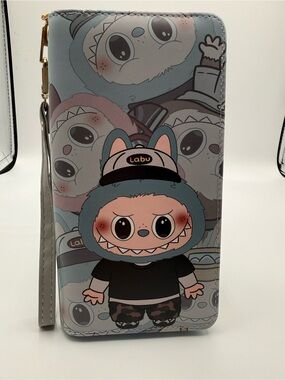 LabU Cartoon Monster Zip Wallet - Blue Pink